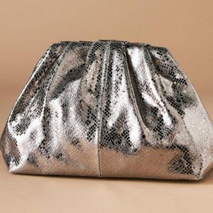 NWOT Anthropologie Metallic Leather Clutch